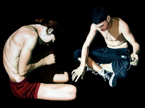 Les dentelliers, huile sur toile de Nicolas Maureau