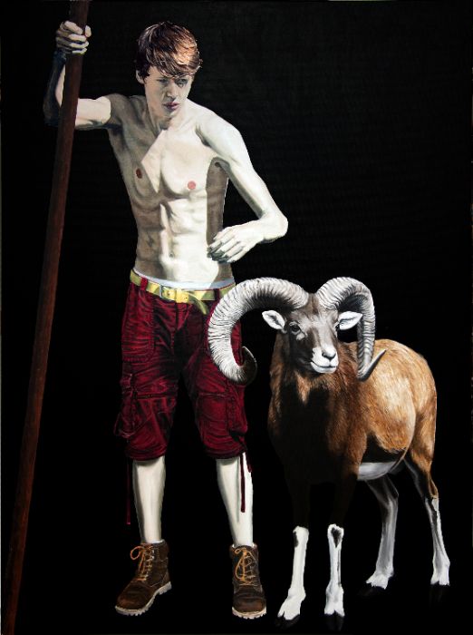 Jean-Baptiste au désert, oil on canvas by Nicolas Maureau