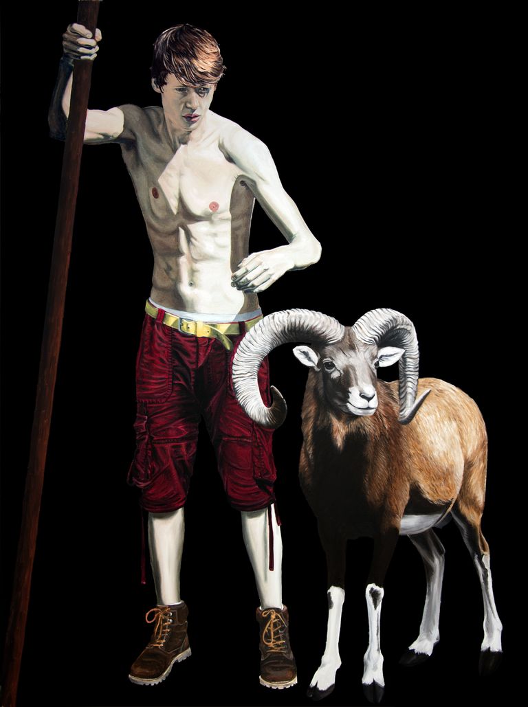 Oil painting by Nicolas Maureau titled Jean-Baptiste au désert