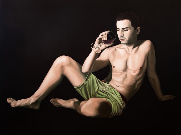 Oil painting by Nicolas Maureau titled La mélancolie du vin